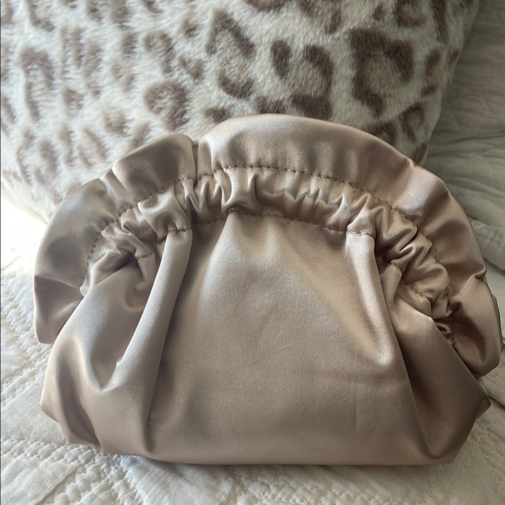 NWT Elegant Cream Satin Clutch
